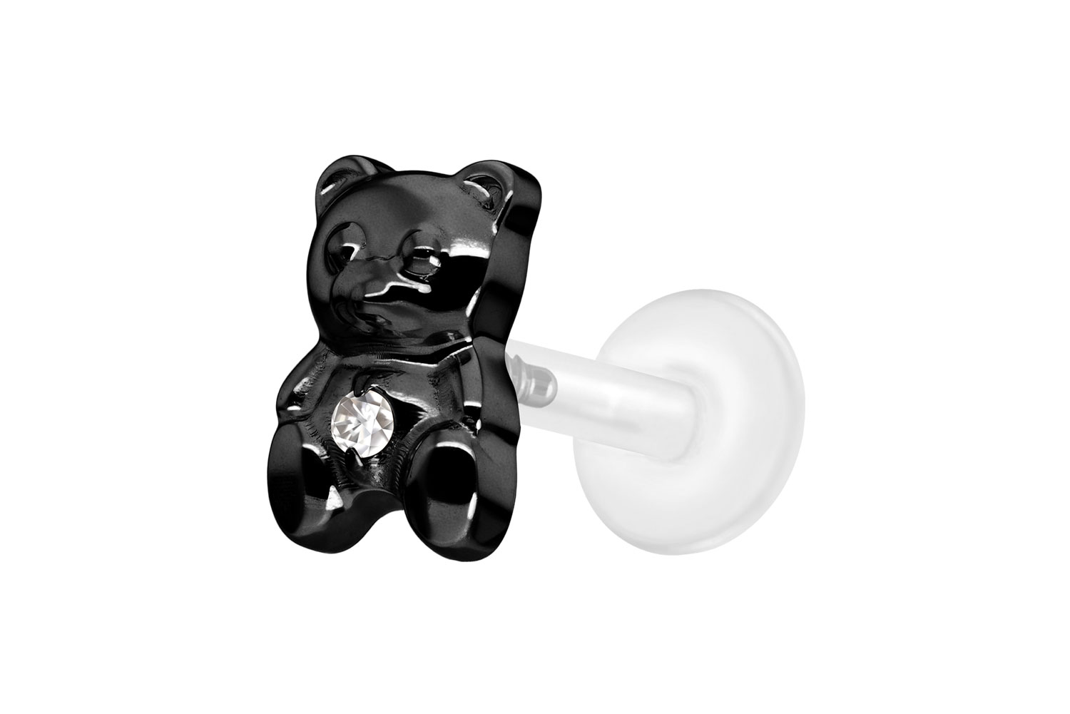 PTFE Labret Piercing mit Innengewinde + Titan-Aufsatz TEDDYBÄR